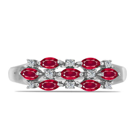 Inel din Argint 925 ( 2.37 grame ) cu Rubin Malagasy și Topaz Alb 0.88 Carate