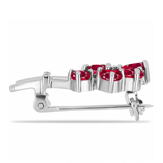 Broşă din Argint 925 ( 2.34 grame ) cu Rubin Malagasy și Topaz Alb 1.76 Carate