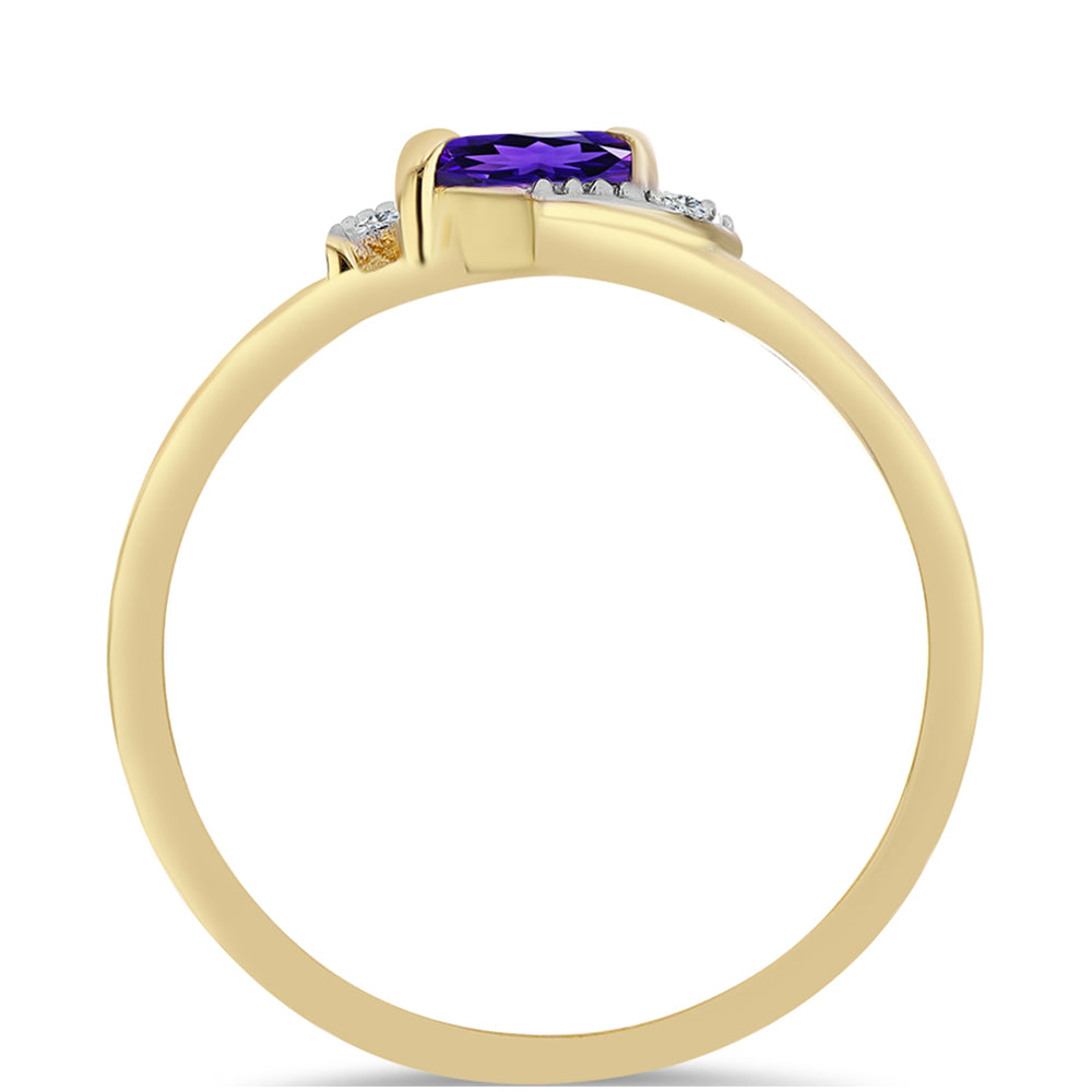 Inel din Argint 925 Placat cu Aur ( 2.31 grame ) cu Ametist Marocan și Topaz Alb 0.19 Carate 2 