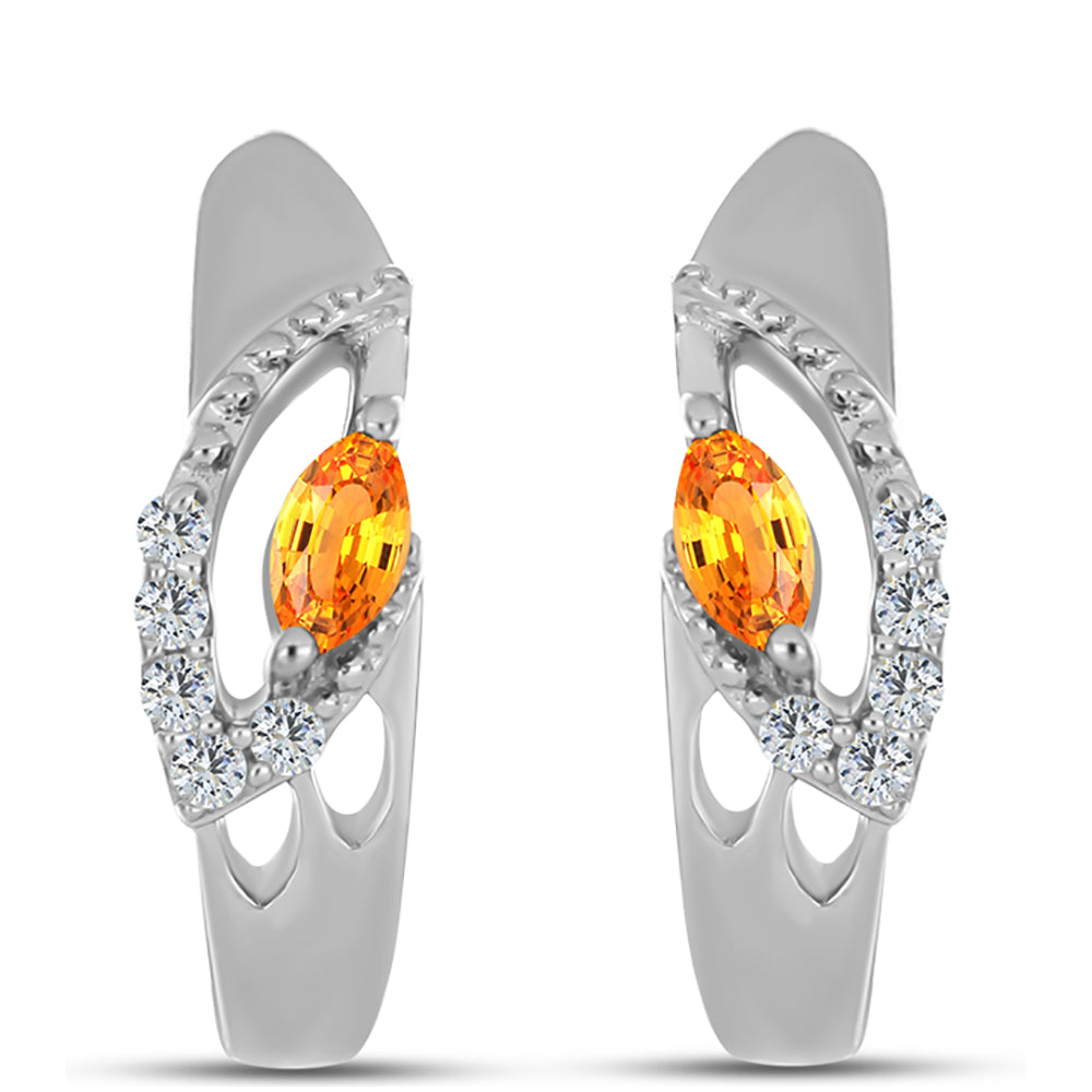 Cercei din Argint 925 ( 3.3 grame ) cu Safir Padparadscha și Topaz Alb 0.29 Carate 1 