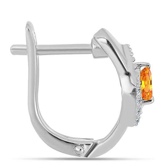 Cercei din Argint 925 ( 3.3 grame ) cu Safir Padparadscha și Topaz Alb 0.29 Carate