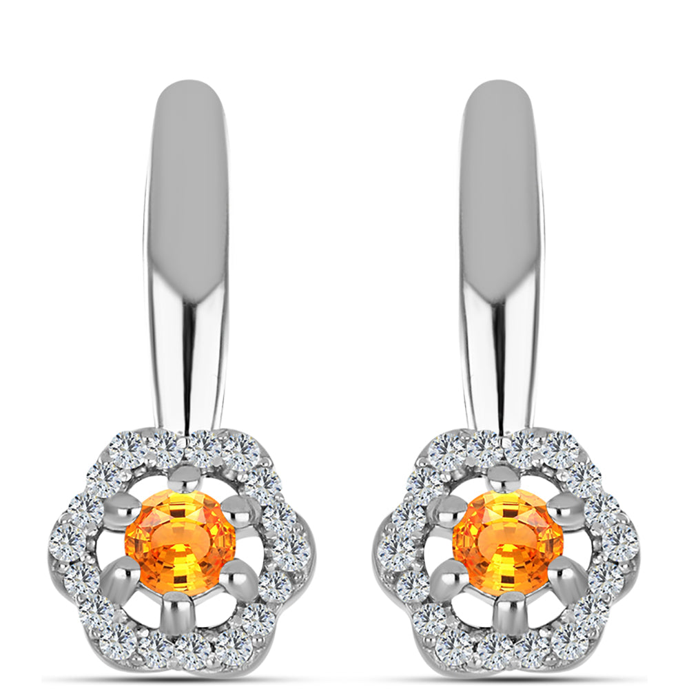 Cercei din Argint 925 ( 2.86 grame ) cu Safir Padparadscha și Topaz Alb 0.44 Carate 1 