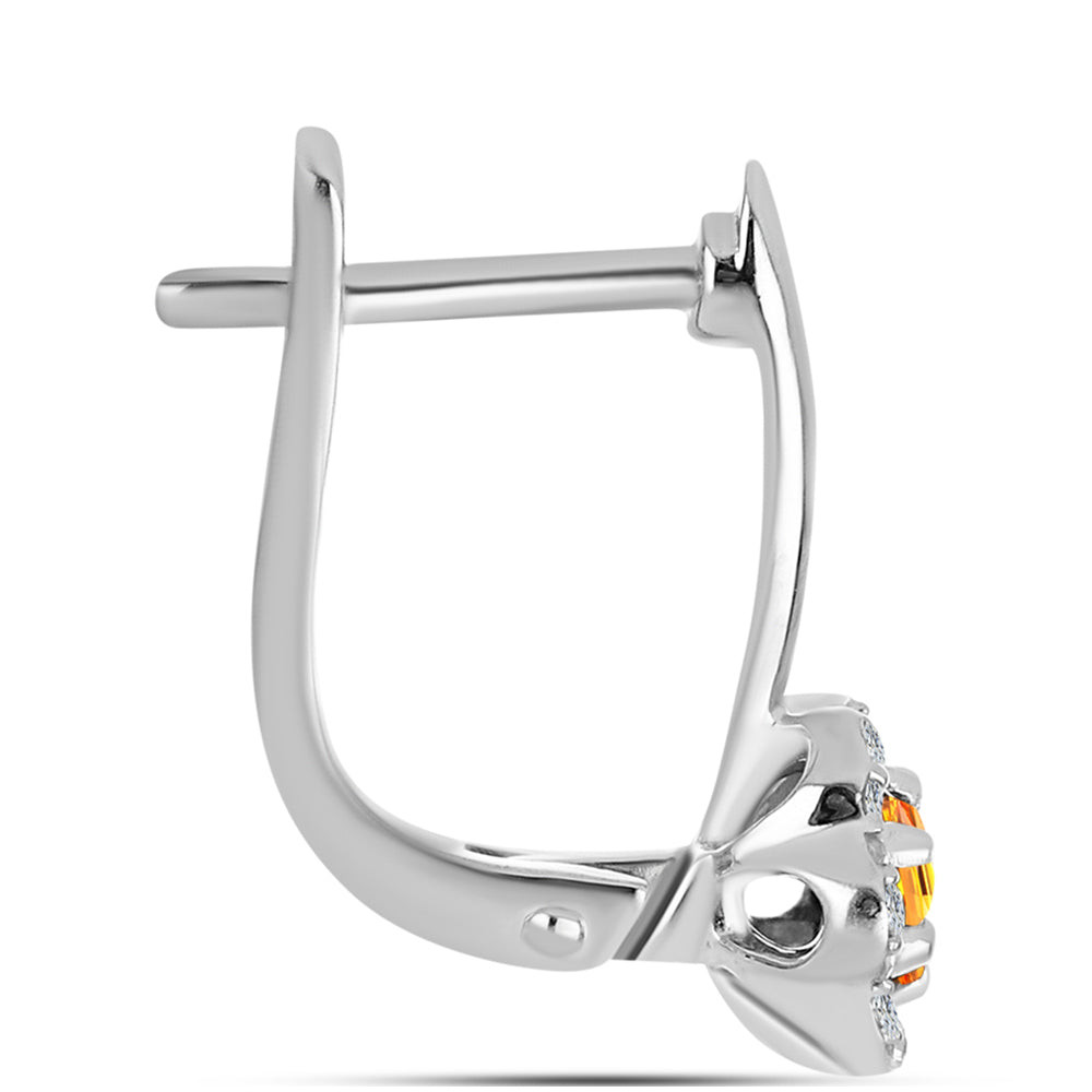 Cercei din Argint 925 ( 2.86 grame ) cu Safir Padparadscha și Topaz Alb 0.44 Carate 2 