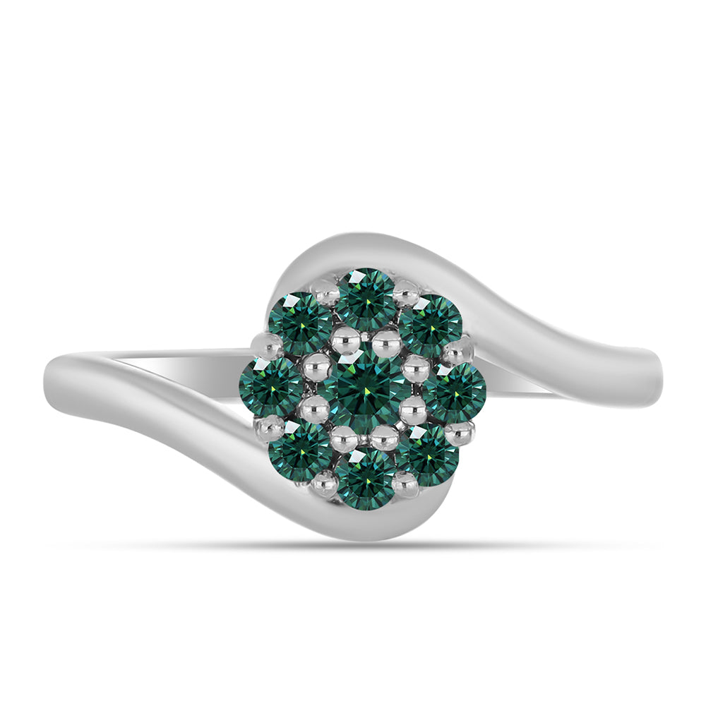 Inel din Argint 925 ( 2.29 grame ) cu Moissanite verde-albăstrui marin 0.36 Carate
