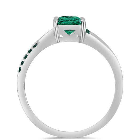 Inel din Argint 925 ( 2.43 grame ) cu Moissanite verde-albăstrui marin 0.77 Carate