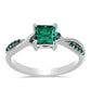 Inel din Argint 925 ( 2.43 grame ) cu Moissanite verde-albăstrui marin 0.77 Carate