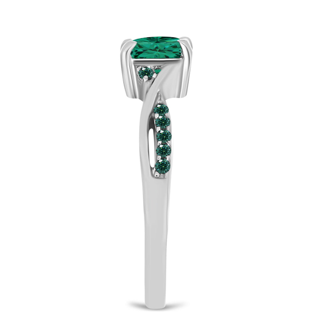 Inel din Argint 925 ( 2.43 grame ) cu Moissanite verde-albăstrui marin 0.77 Carate 4 