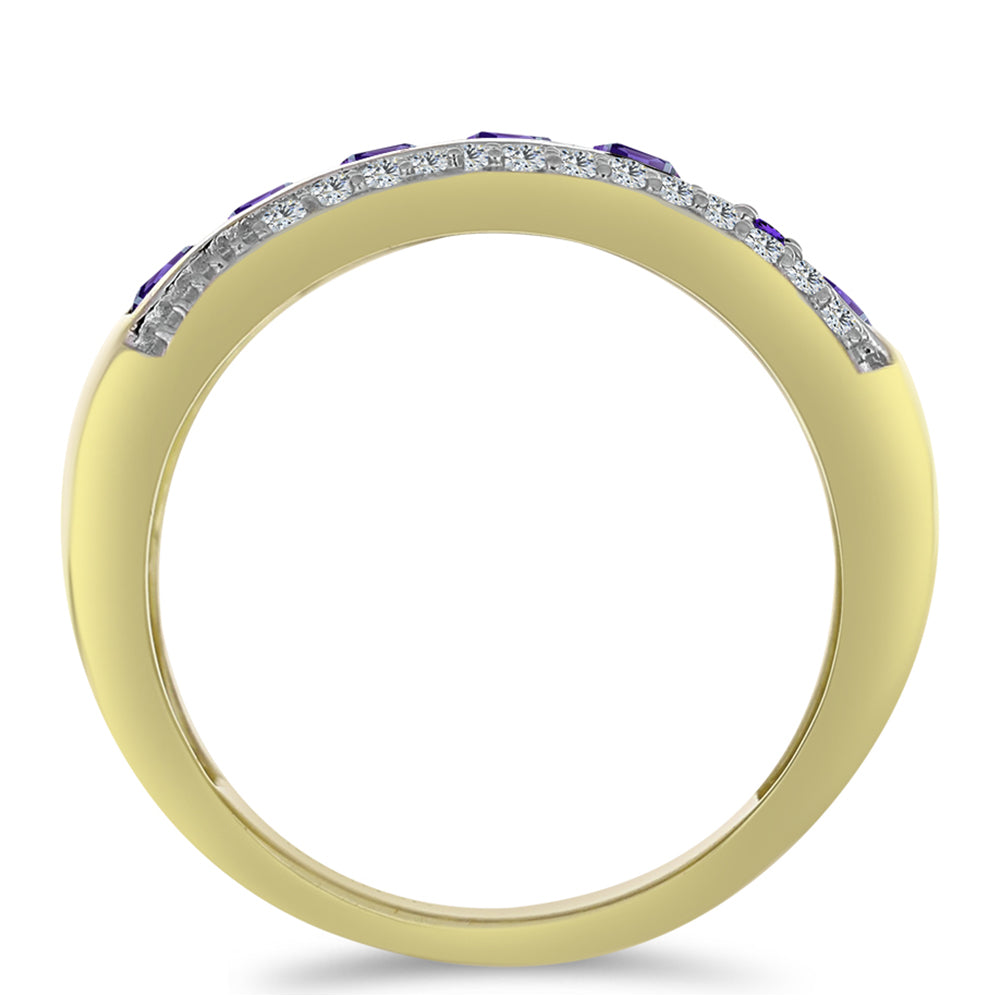 Inel din Argint 925 Placat cu Aur ( 7.75 grame ) cu Ametist Marocan și Topaz Alb 2.44 Carate 2 