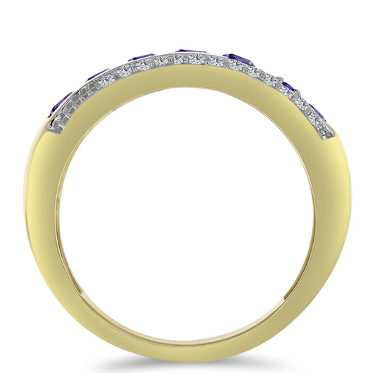 Inel din Argint 925 Placat cu Aur ( 7.75 grame ) cu Ametist Marocan și Topaz Alb 2.44 Carate