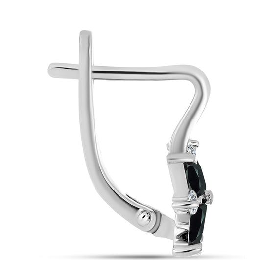 Cercei din Argint 925 ( 3.23 grame ) cu Obsidian și Topaz Alb 1.2 Carate