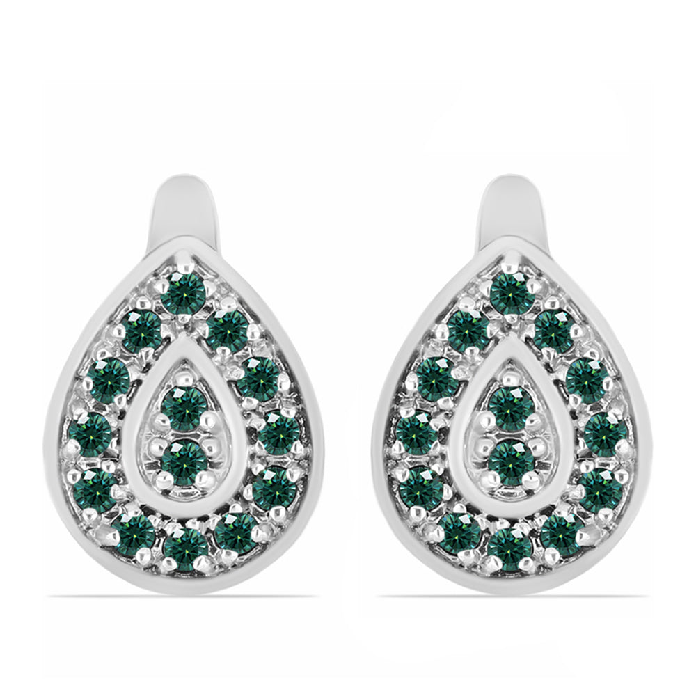 Cercei din Argint 925 ( 3.97 grame ) cu Moissanite verde-albăstrui marin 0.39 Carate