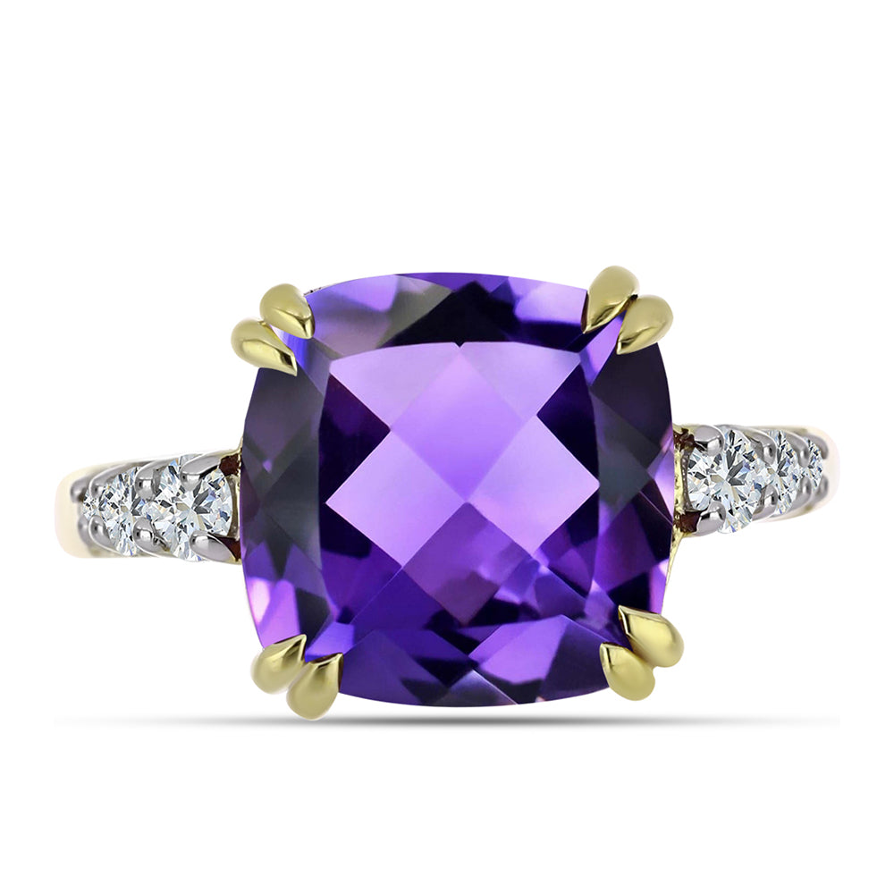 Inel din Argint 925 Placat cu Aur ( 3.53 grame ) cu Ametist Marocan și Topaz Alb 6.17 Carate 1 