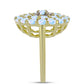 Inel din Argint 925 Placat cu Aur ( 4.71 grame ) cu Piatra Lunii Curcubeu și Topaz Alb 2.94 Carate
