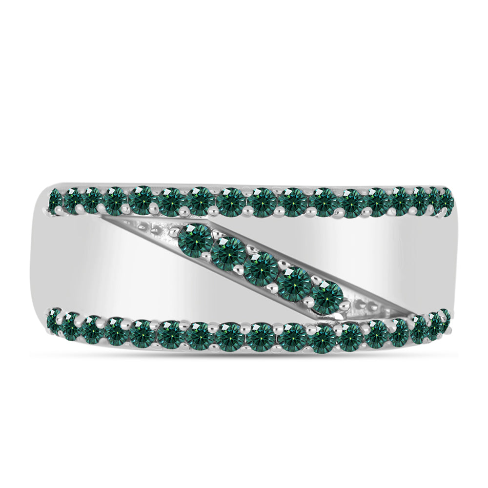 Inel din Argint 925 ( 5.12 grame ) cu Moissanite verde-albăstrui marin 0.59 Carate 1 