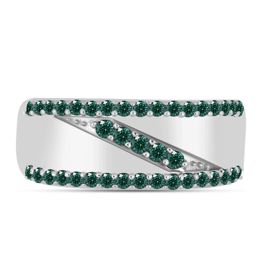 Inel din Argint 925 ( 5.12 grame ) cu Moissanite verde-albăstrui marin 0.59 Carate