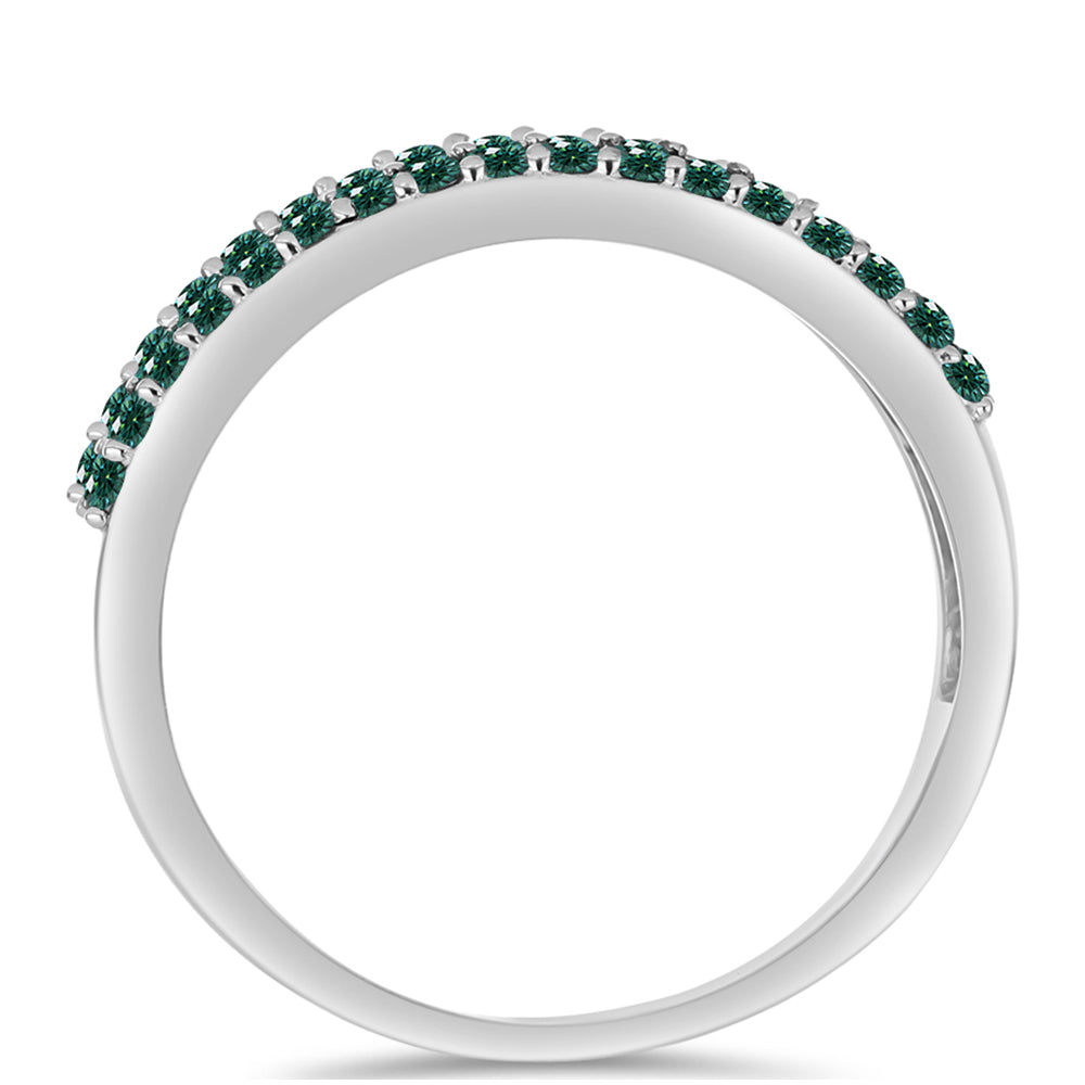 Inel din Argint 925 ( 5.12 grame ) cu Moissanite verde-albăstrui marin 0.59 Carate 2 