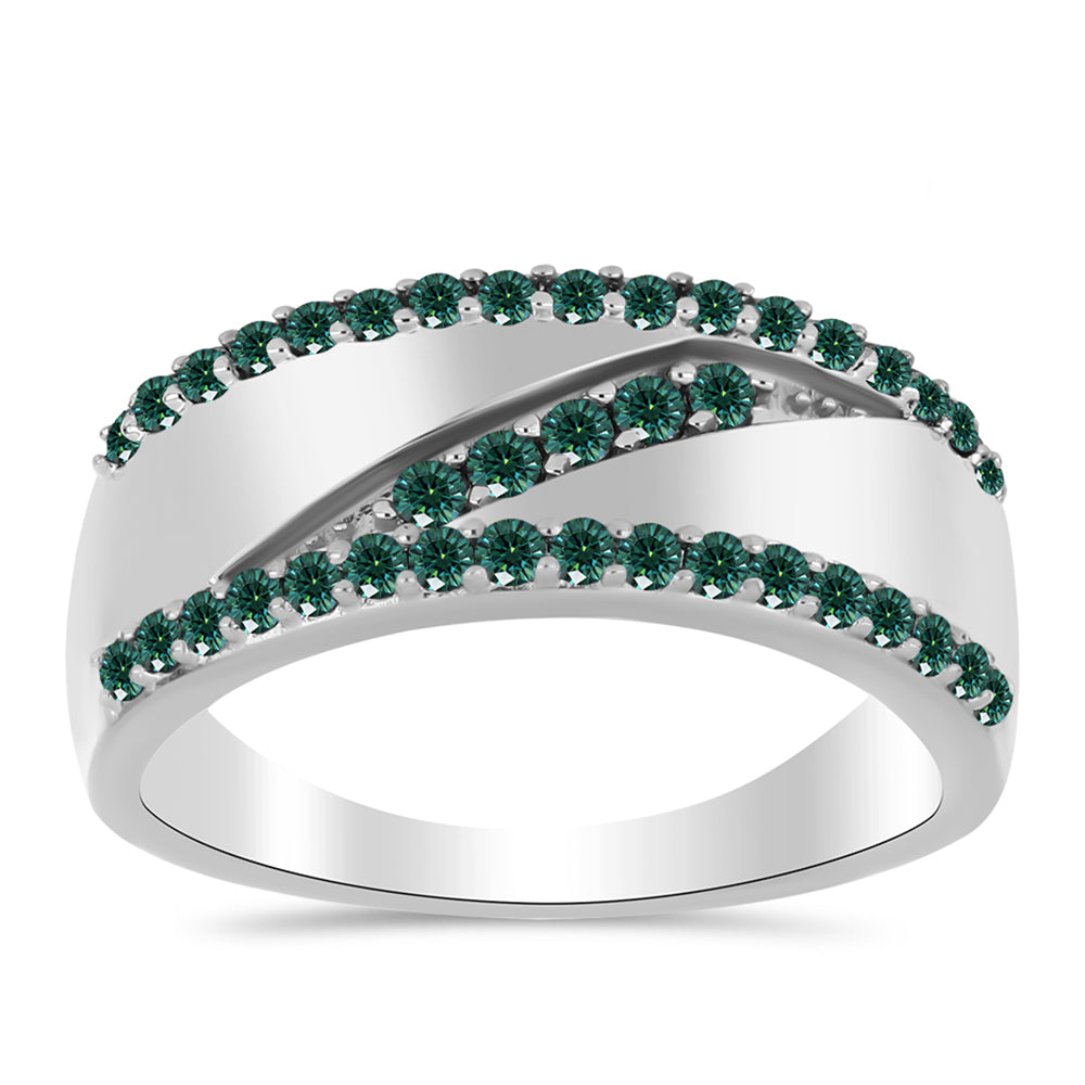 Inel din Argint 925 ( 5.12 grame ) cu Moissanite verde-albăstrui marin 0.59 Carate 3 