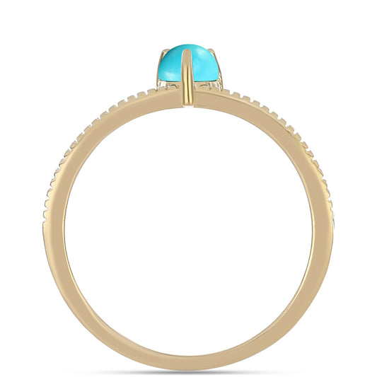 Inel din Argint 925 Placat cu Aur ( 1.65 grame ) cu Turcoaz ”Frumoasa Adormită” 0.26 Carate
