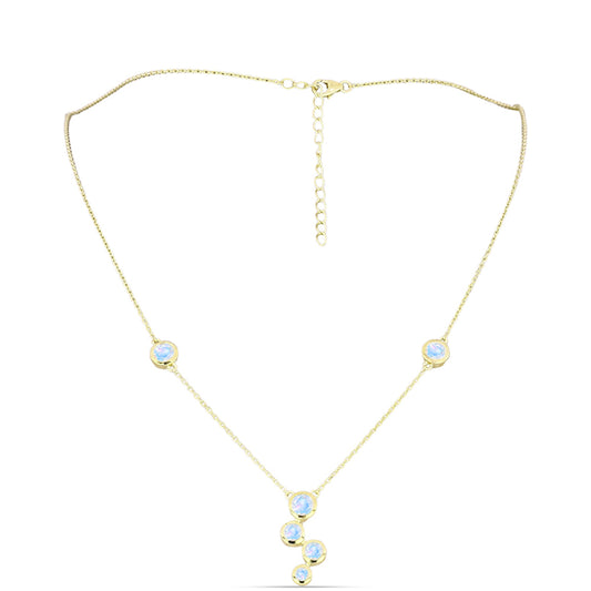 Colier din Argint 925 Placat cu Aur ( 5.1 grame ) cu Piatra Lunii Curcubeu 2.17 Carate