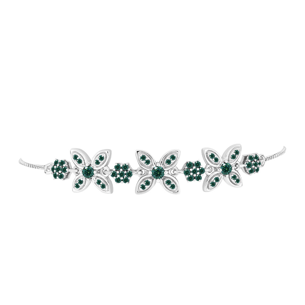 Brățară din Argint 925 ( 6.64 grame ) cu Moissanite verde-albăstrui marin 0.95 Carate