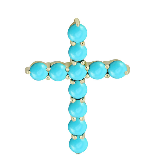 Cruce Pandantiv din Argint 925 Placat cu Aur ( 1.63 grame ) cu Turcoaz ”Frumoasa Adormită” 1.24 Carate