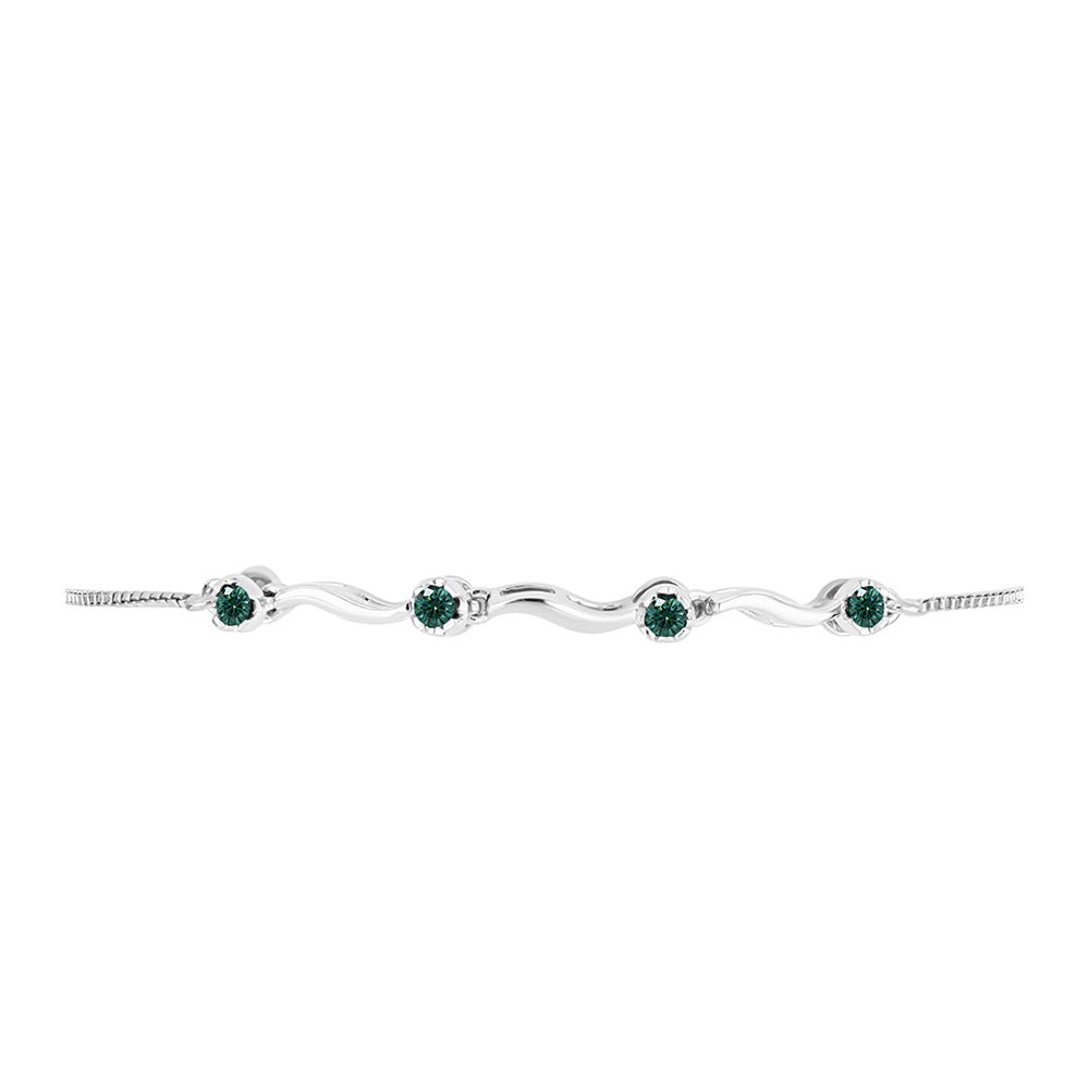 Brățară din Argint 925 ( 3.76 grame ) cu Moissanite verde-albăstrui marin 0.25 Carate