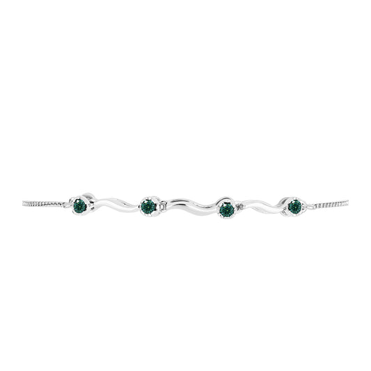 Brățară din Argint 925 ( 3.76 grame ) cu Moissanite verde-albăstrui marin 0.25 Carate