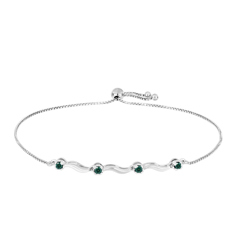 Brățară din Argint 925 ( 3.76 grame ) cu Moissanite verde-albăstrui marin 0.25 Carate 1 