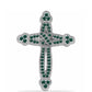 Cruce Pandantiv din Argint 925 ( 4.18 grame ) cu Moissanite verde-albăstrui marin 0.92 Carate