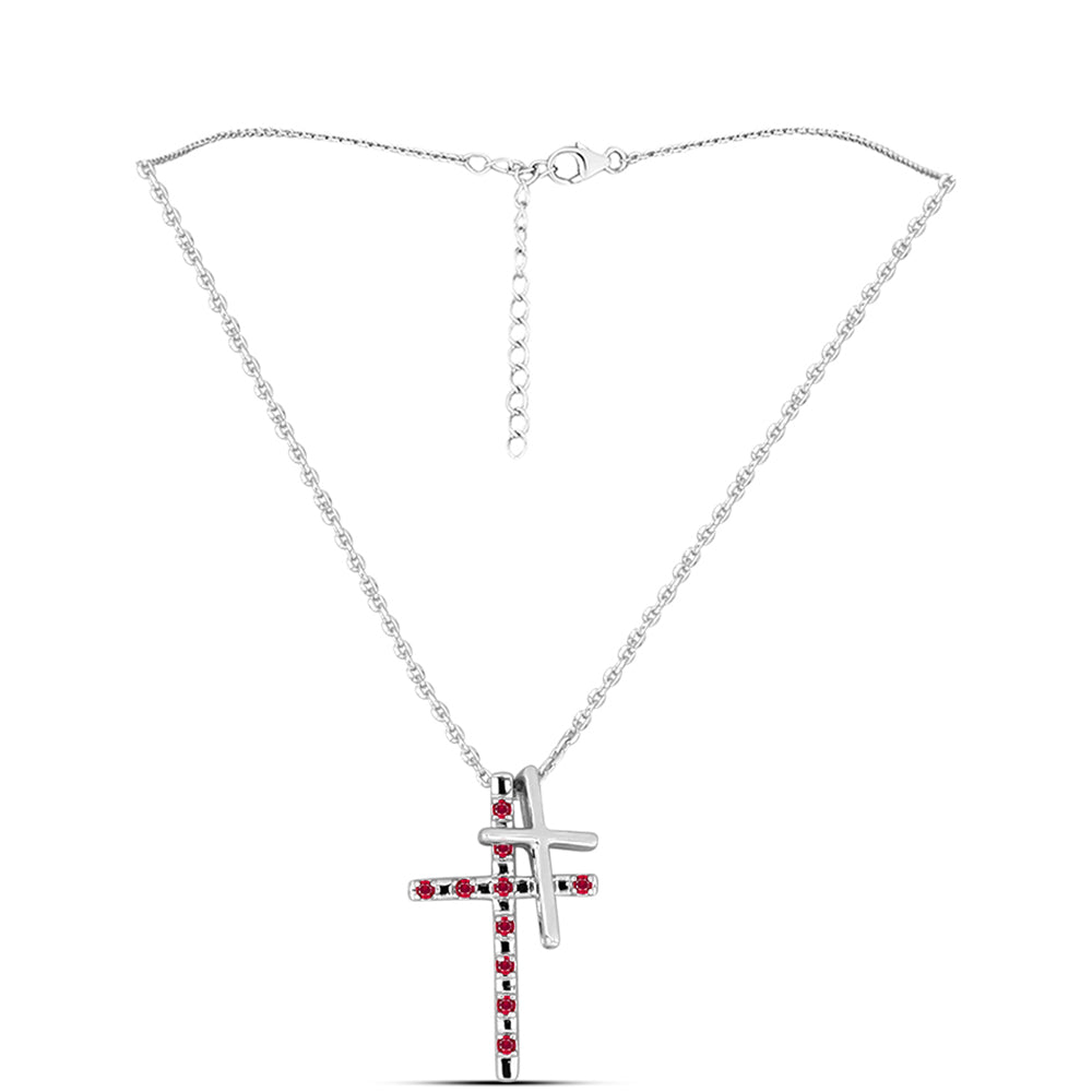 Cruce Set din Argint 925 ( 4.07 grame ) cu Rubin Malagasy 0.21 Carate ( Pandantiv )
