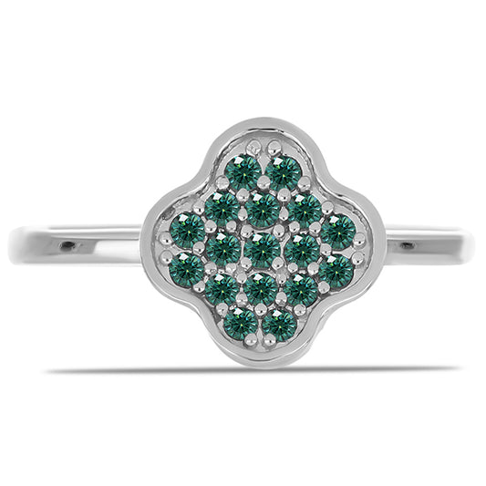 Inel din Argint 925 ( 2.3 grame ) cu Moissanite verde-albăstrui marin 0.23 Carate