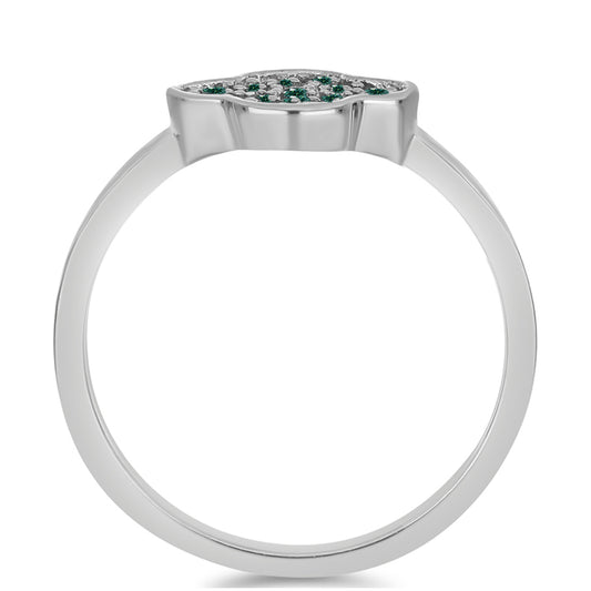 Inel din Argint 925 ( 2.3 grame ) cu Moissanite verde-albăstrui marin 0.23 Carate