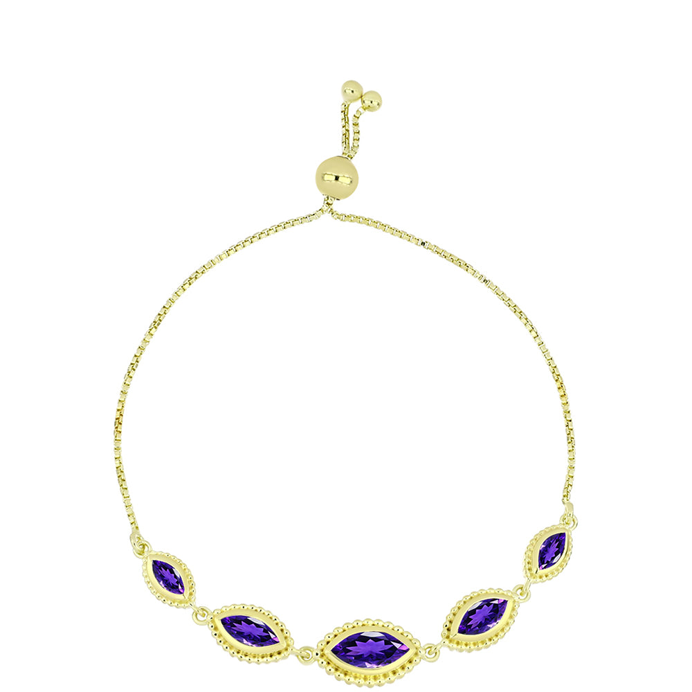 Brățară din Argint 925 Placat cu Aur ( 5.85 grame ) cu Ametist Marocan 2.45 Carate 1 