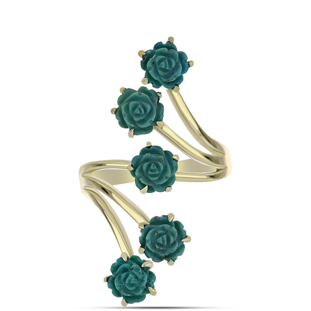 Inel din Argint 925 Placat cu Aur ( 4.03 grame ) cu Turcoaz ”Frumoasa Adormită” 3.36 Carate