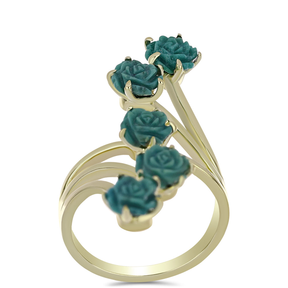 Inel din Argint 925 Placat cu Aur ( 4.03 grame ) cu Turcoaz ”Frumoasa Adormită” 3.36 Carate