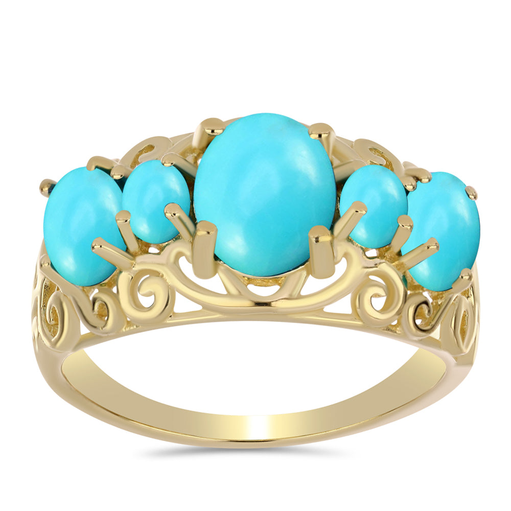 Inel din Argint 925 Placat cu Aur ( 3.33 grame ) cu Turcoaz ”Frumoasa Adormită” 2.75 Carate 3 