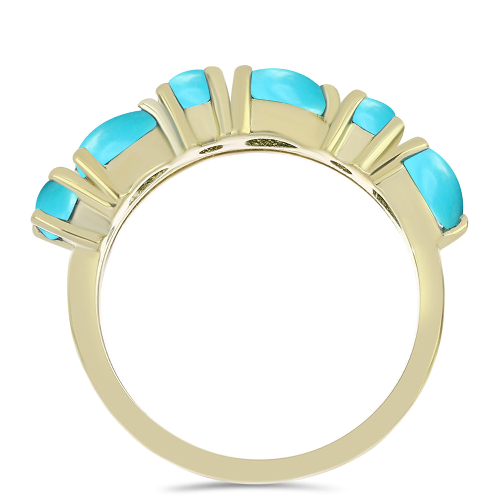 Inel din Argint 925 Placat cu Aur ( 3.62 grame ) cu Turcoaz ”Frumoasa Adormită” și Topaz Alb 1.6 Carate