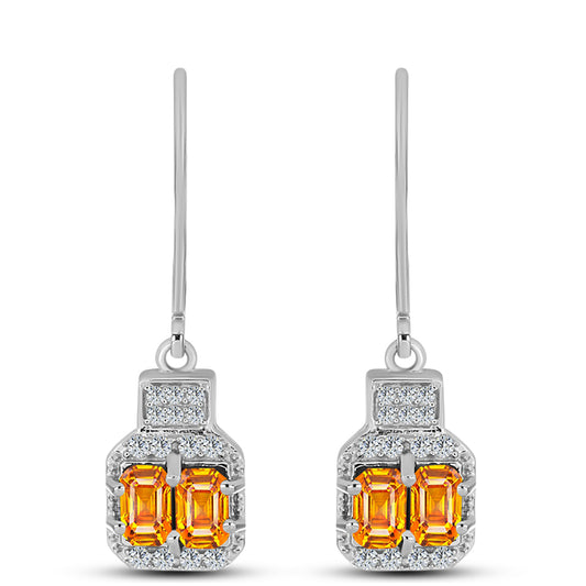 Cercei din Argint 925 ( 2.76 grame ) cu Safir Padparadscha și Topaz Alb 1.62 Carate