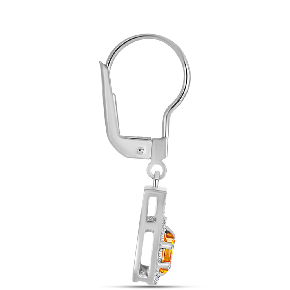 Cercei din Argint 925 ( 2.76 grame ) cu Safir Padparadscha și Topaz Alb 1.62 Carate