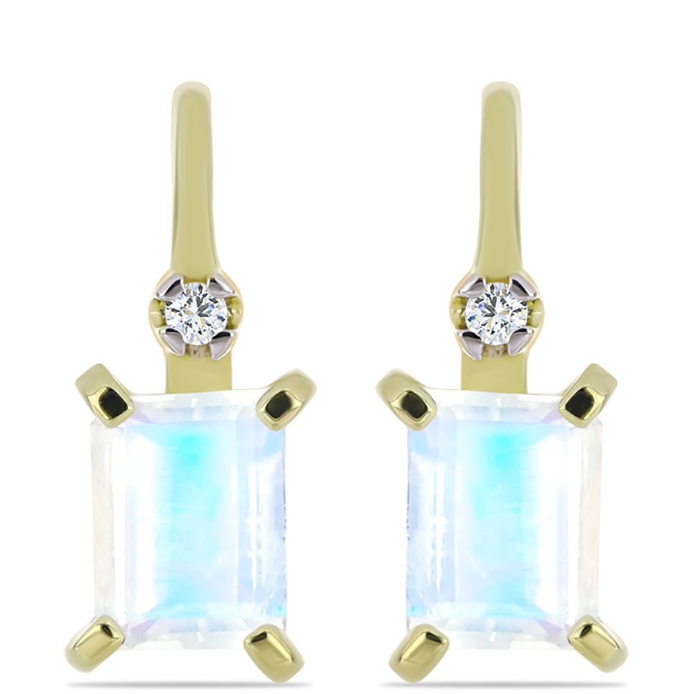Cercei din Argint 925 Placat cu Aur ( 3.48 grame ) cu Piatra Lunii Curcubeu și Topaz Alb 2.99 Carate 1 