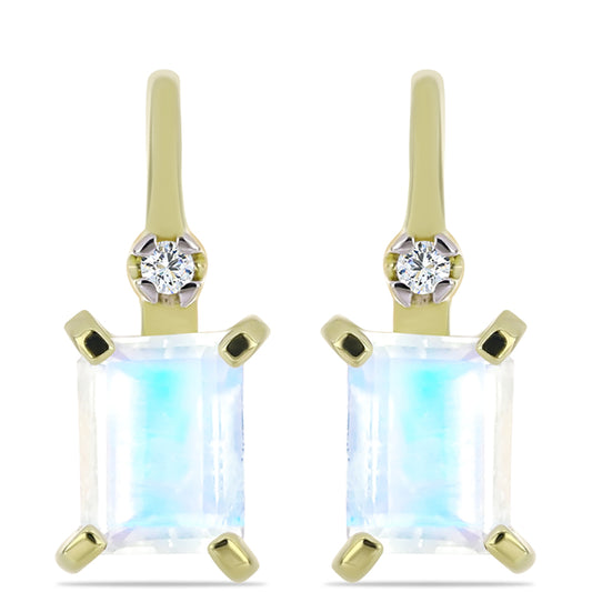 Cercei din Argint 925 Placat cu Aur ( 3.48 grame ) cu Piatra Lunii Curcubeu și Topaz Alb 2.99 Carate