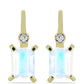 Cercei din Argint 925 Placat cu Aur ( 3.48 grame ) cu Piatra Lunii Curcubeu și Topaz Alb 2.99 Carate