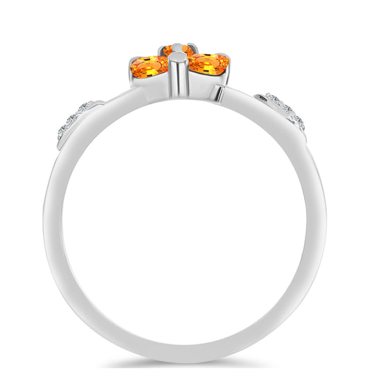 Inel din Argint 925 ( 2.38 grame ) cu Safir Padparadscha și Topaz Alb 1.02 Carate