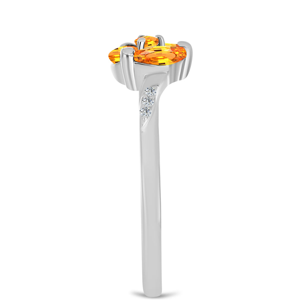 Inel din Argint 925 ( 2.38 grame ) cu Safir Padparadscha și Topaz Alb 1.02 Carate 4 