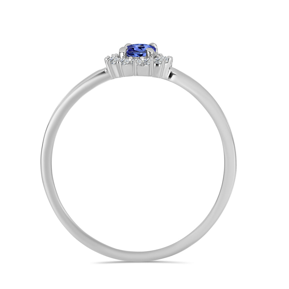 Inel din Argint 925 ( 1.96 grame ) cu Tanzanit AA și Topaz Alb 0.54 Carate
