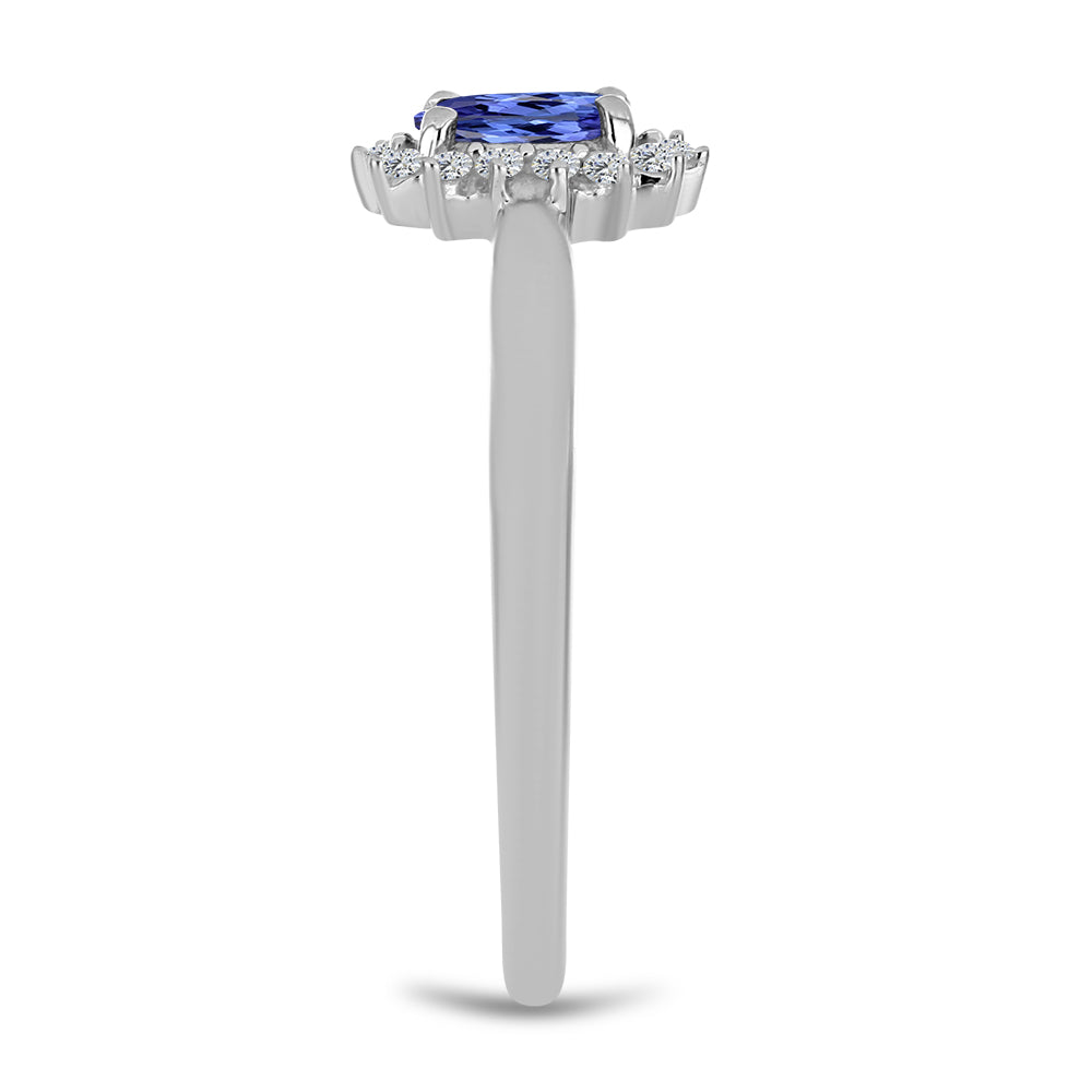 Inel din Argint 925 ( 1.96 grame ) cu Tanzanit AA și Topaz Alb 0.54 Carate