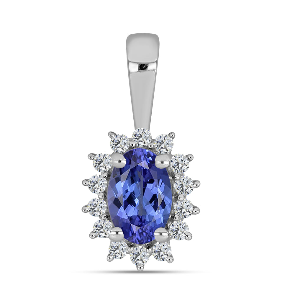 Pandantiv din Argint 925 ( 0.72 grame ) cu Tanzanit AA și Topaz Alb 0.55 Carate 1 