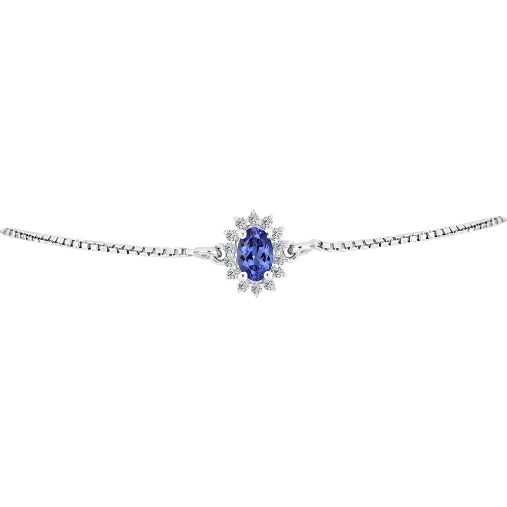 Brățară din Argint 925 ( 2.43 grame ) cu Tanzanit AA și Topaz Alb 0.55 Carate
