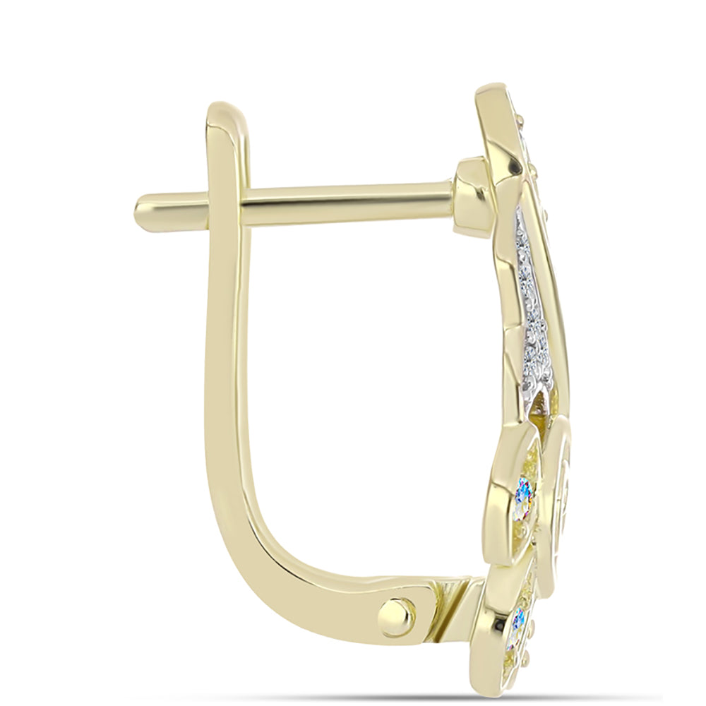 Cercei din Argint 925 Placat cu Aur ( 4.38 grame ) cu Moissanit de Gheață și Topaz Alb 0.31 Carate 2 