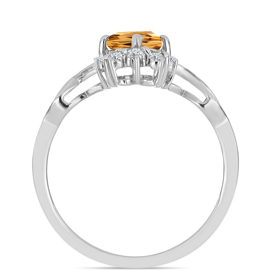 Inel din Argint 925 ( 3.06 grame ) cu Topaz Galben Imperial și Topaz Alb 1.65 Carate
